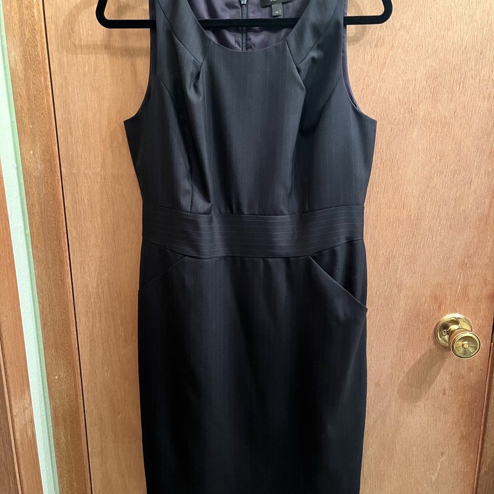 J. Crew navy pinstripe dress
